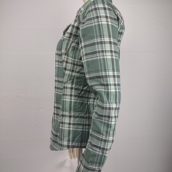 NWT Simms green Mallard Plaid Primaloft Blend flannel shirt ladies size XS - Picture 7 of 10